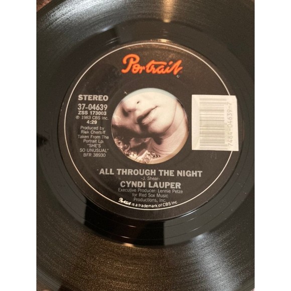 1983 Cyndi Lauper 7" 45 Vinyl Record Witnes/ All Through the Night With Picture - Picture 4 of 4